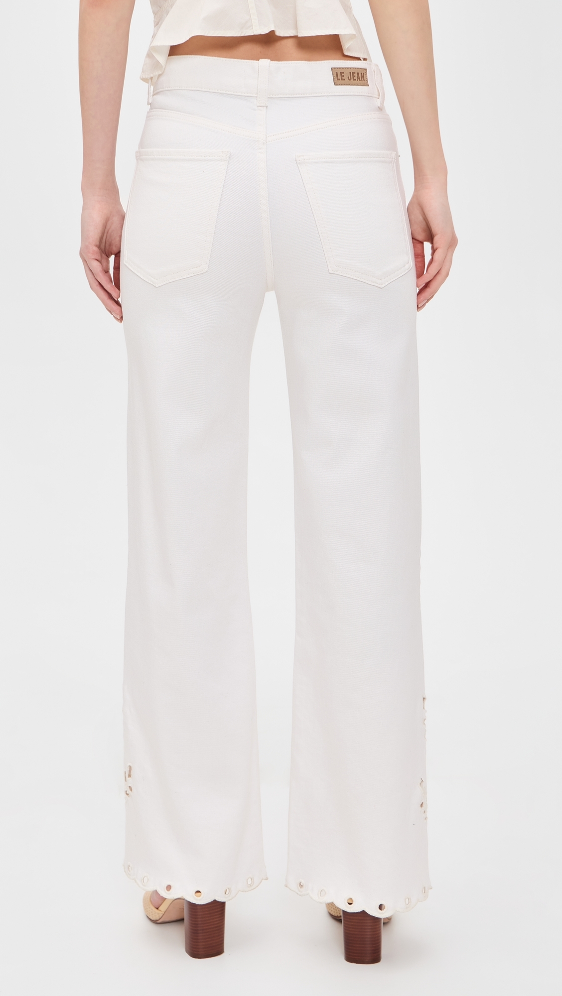 Eyelet Column Jeans White
