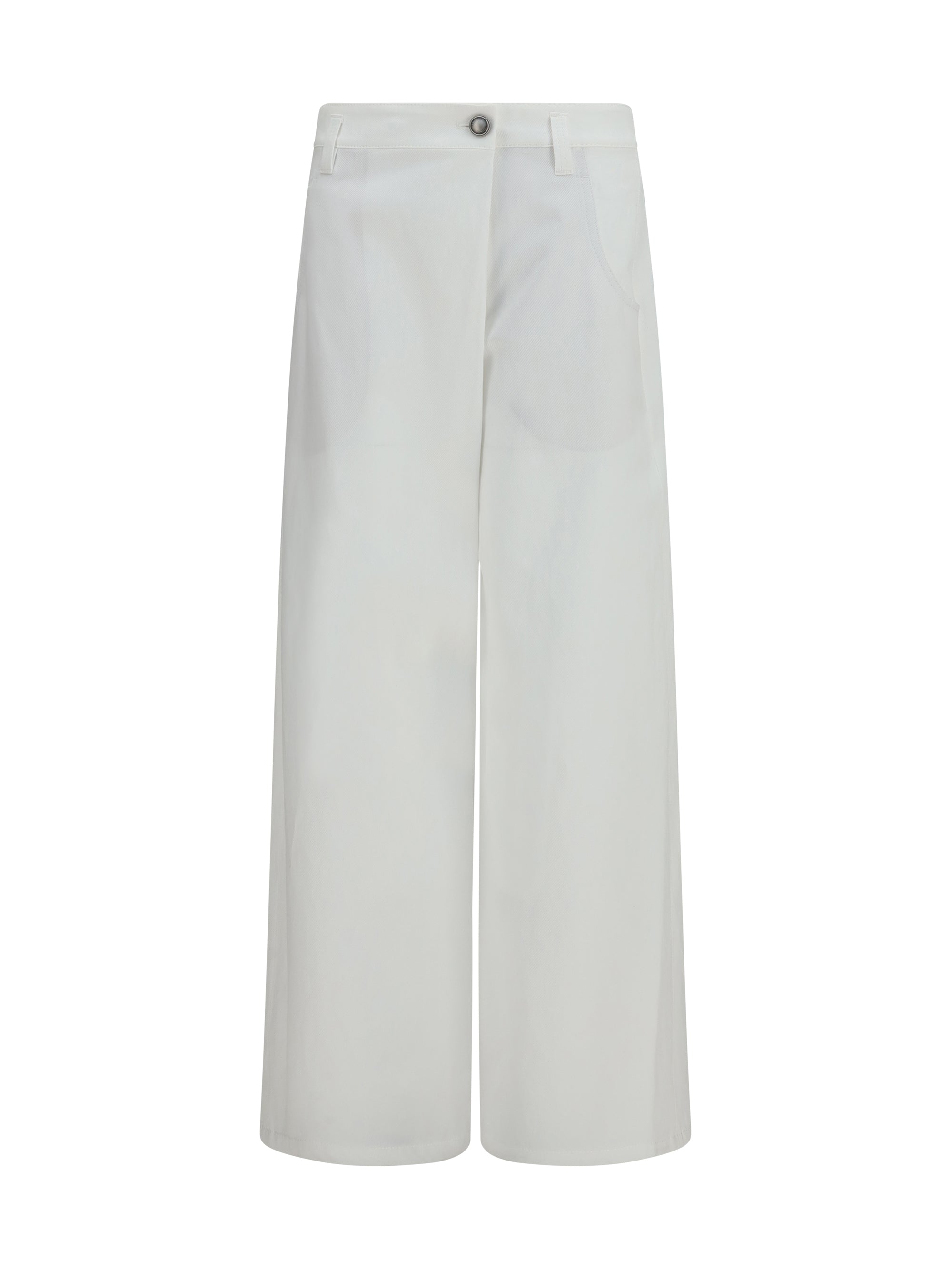 Straight-Leg Cotton Trousers — White