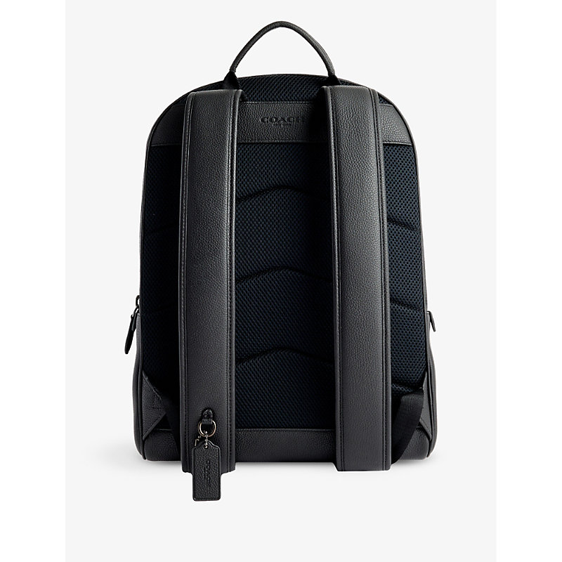 Mens Black Charter Leather Backpack