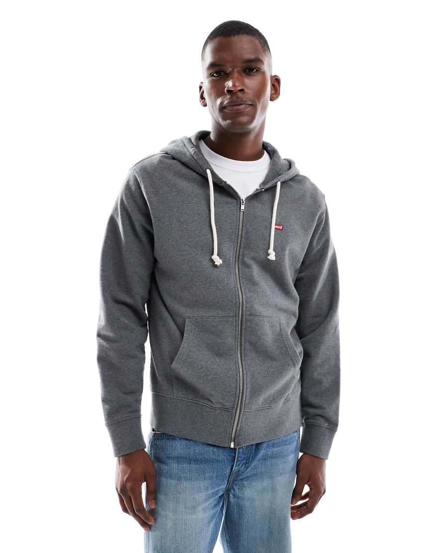 Original batwing logo full zip hoodie in charcoal marl-Grey