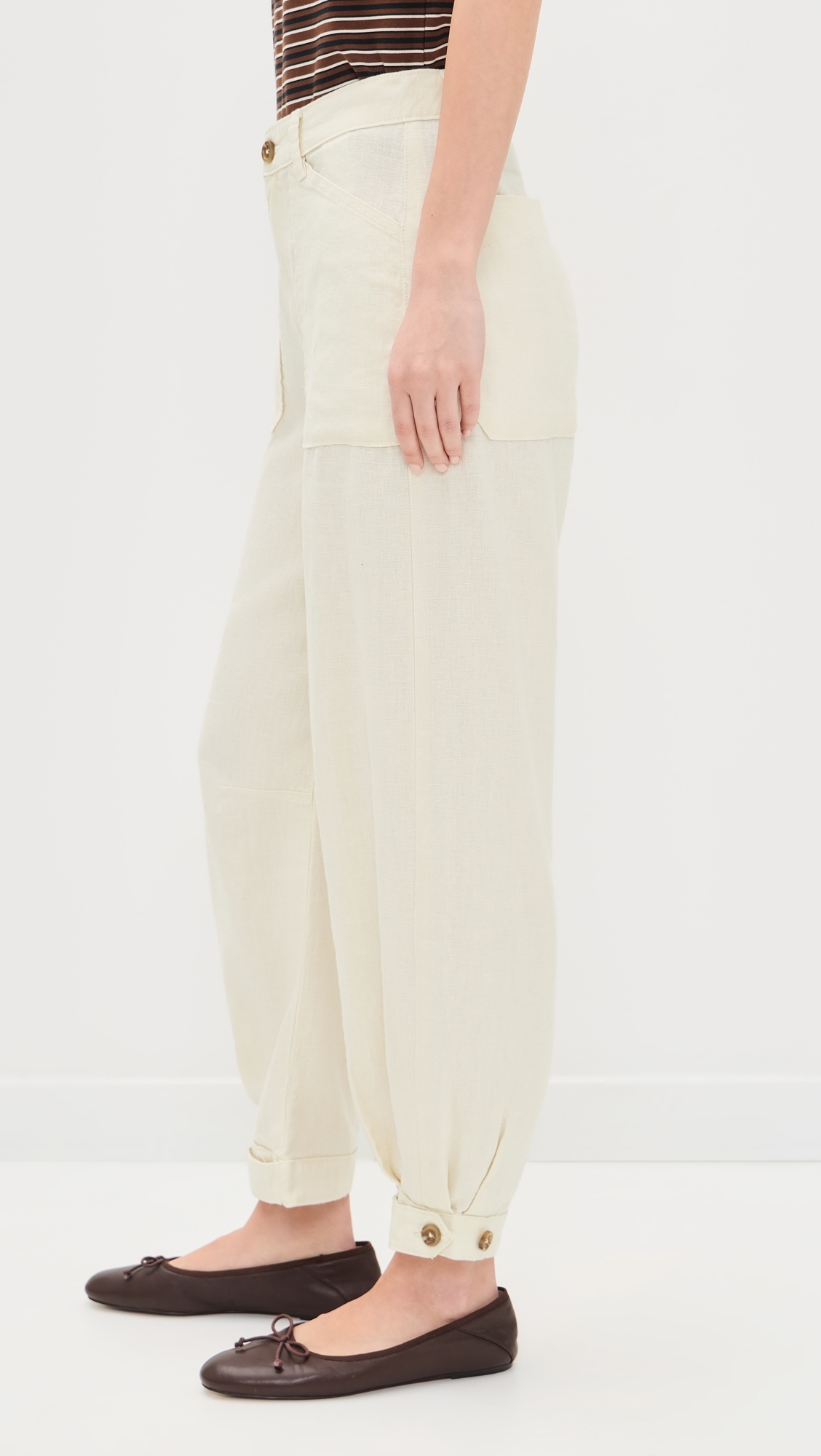 Taylor Relaxed Barrel High Rise Ankle Trousers Flax Linen