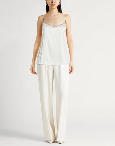 Woman Top Ivory Size 6 Silk, Elastane, Leather, Ecobrass