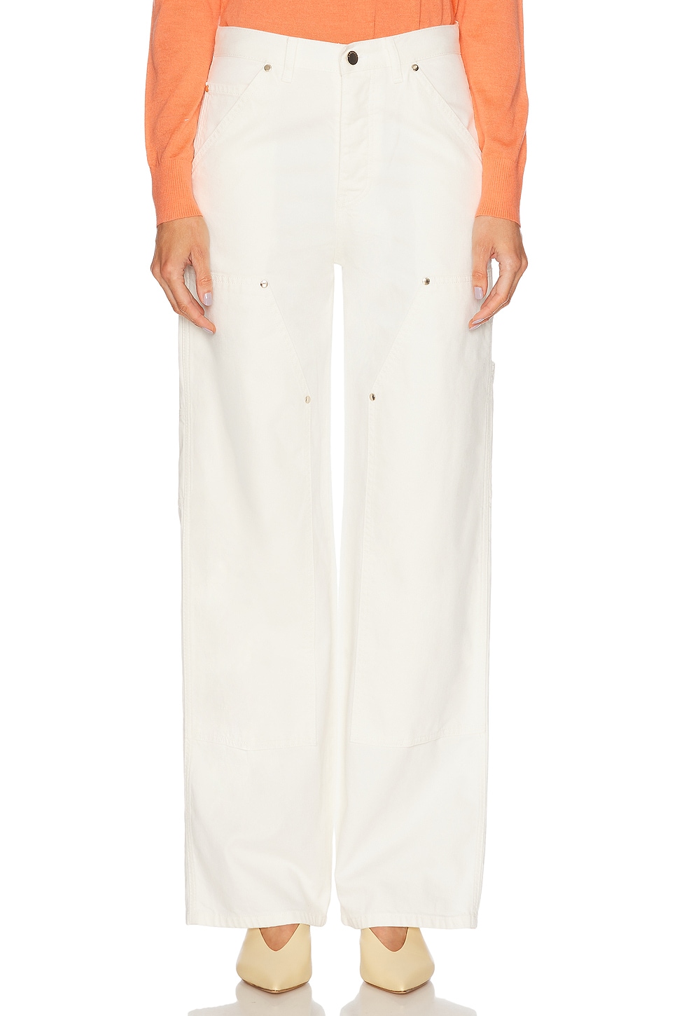 RENGGLI Work Wide Leg Jeans in Bone - White.  34 also in 24, 25, 26, 27, 28, 29, 30, 31