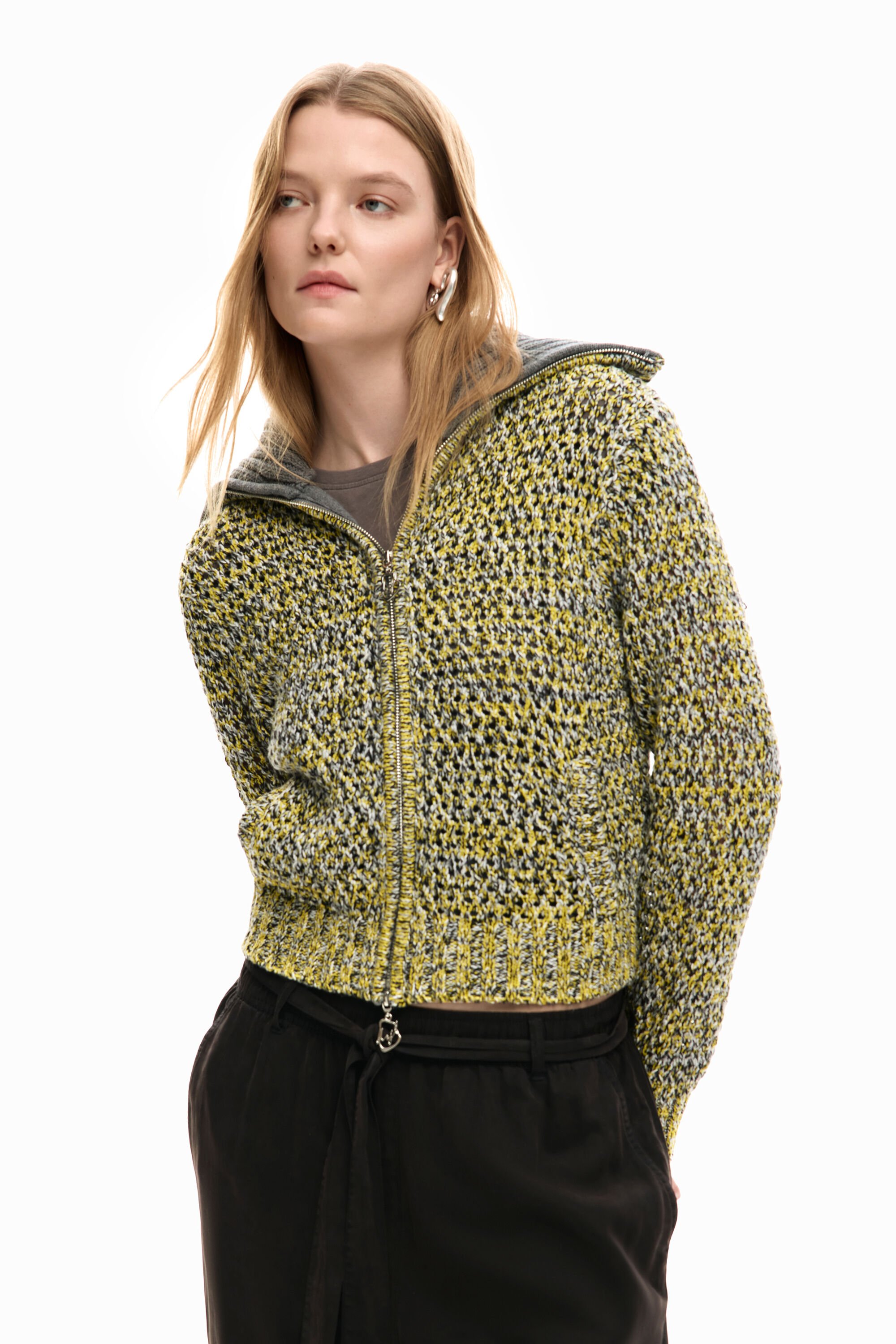 Zipper knit sweater