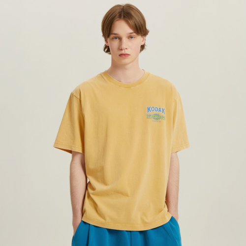Snow Washing Graphic Short Sleeve T-Shirt YELLOW