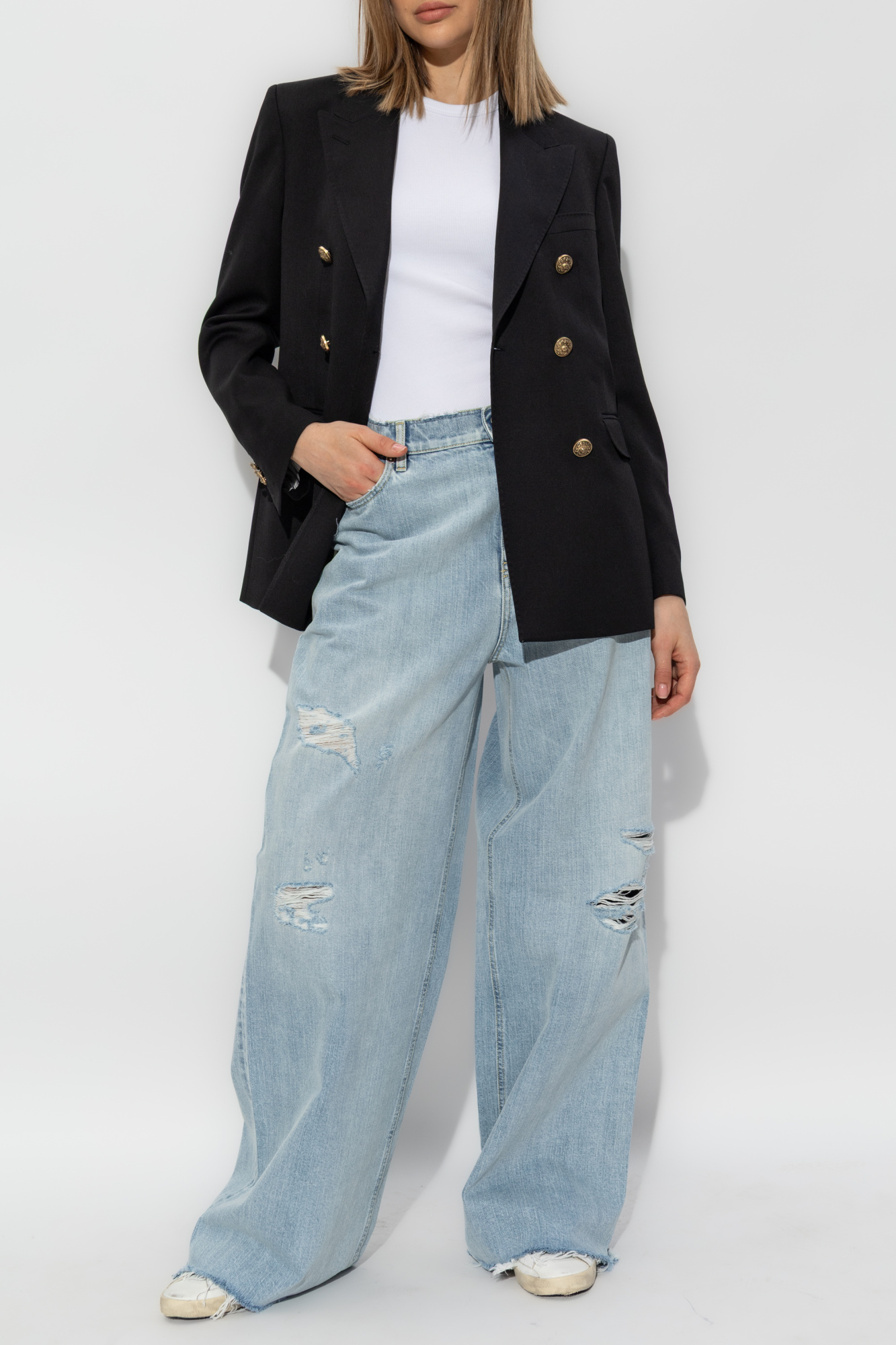 Golden Goose Jeans With Vintage Effect, Women's, Blue