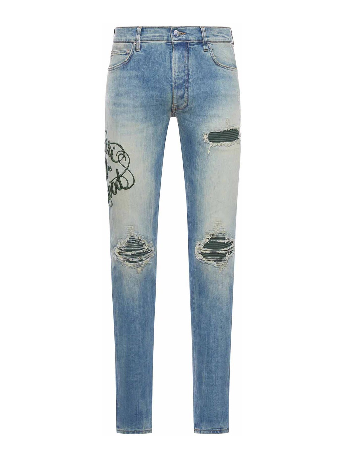 Slim Jeans With Tears And Embroidery