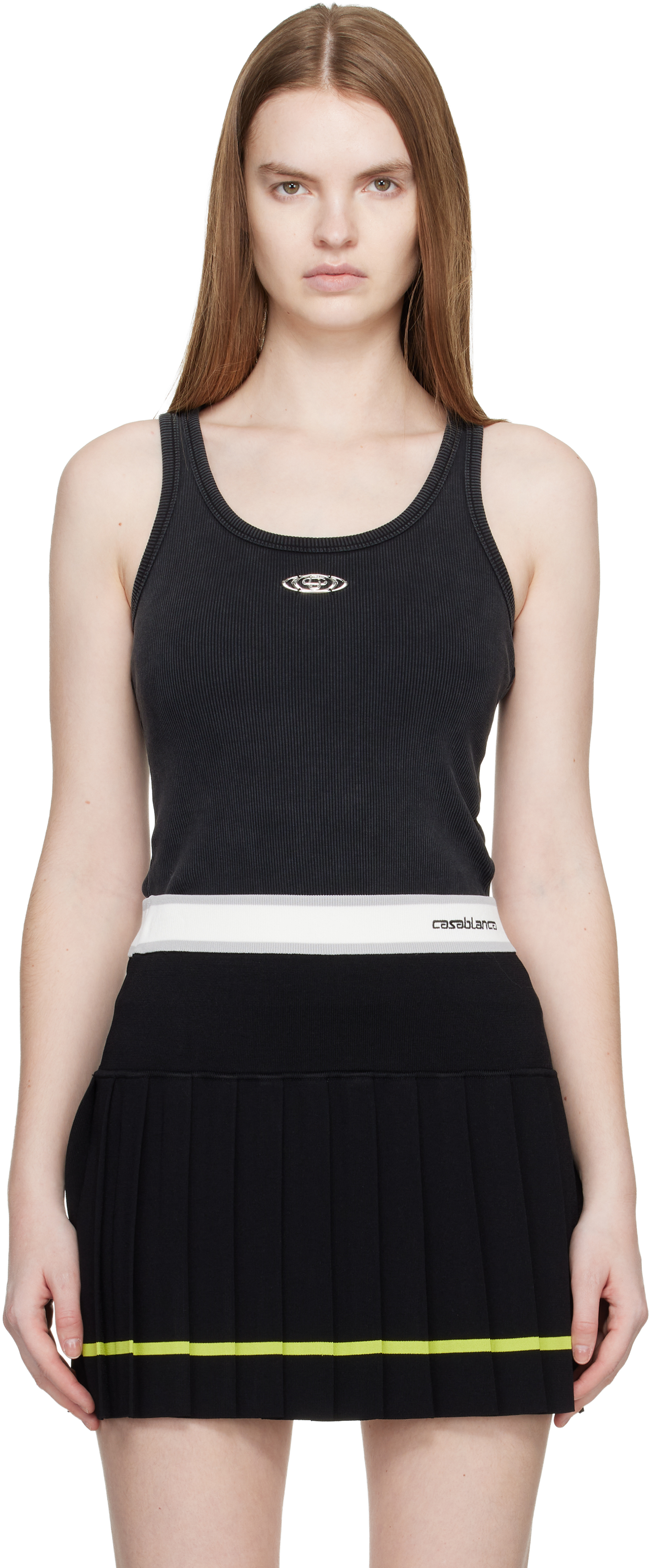 Black Corrosion Ribbed Tank Top