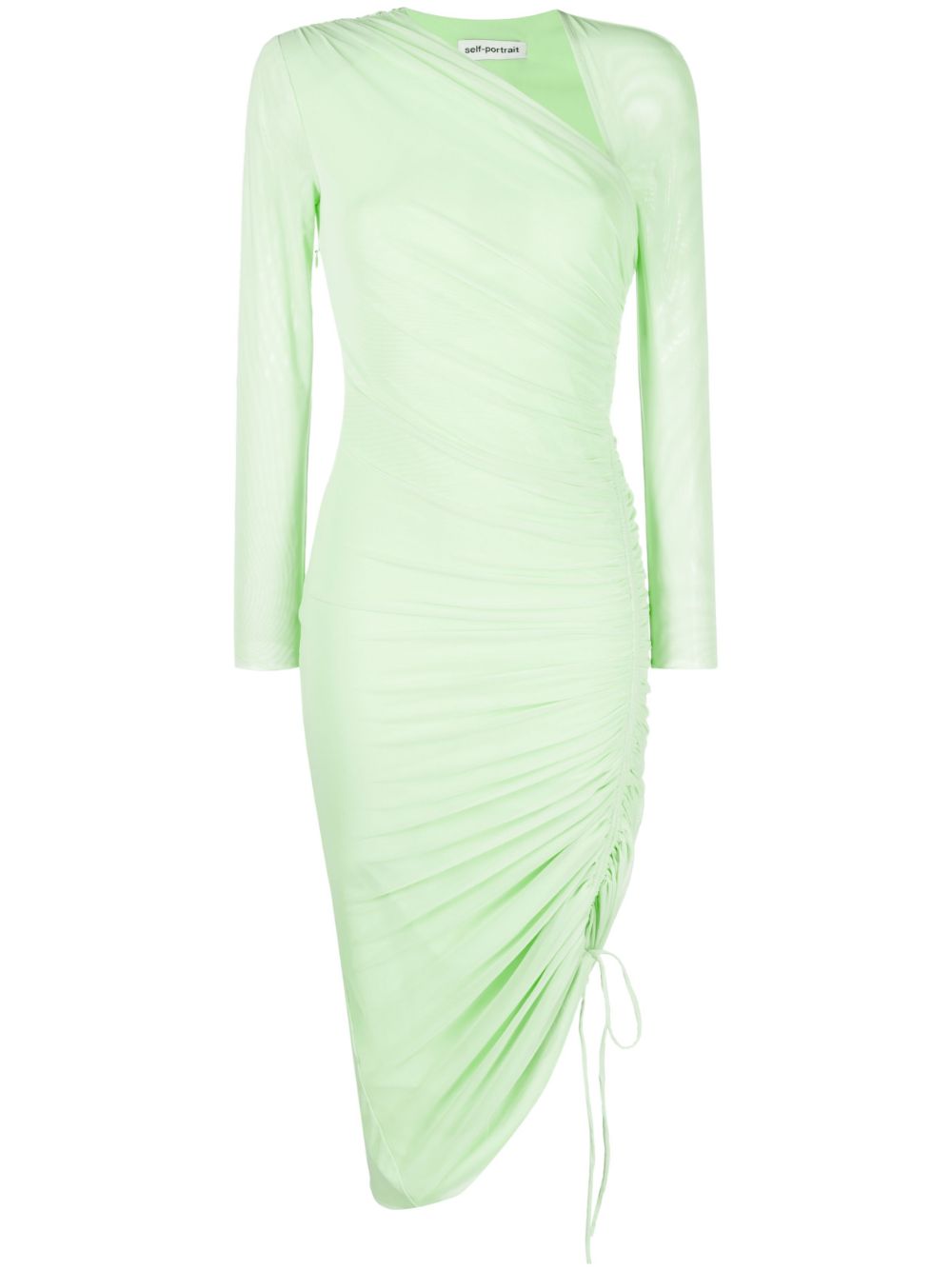Ruched mesh midi dress - Green