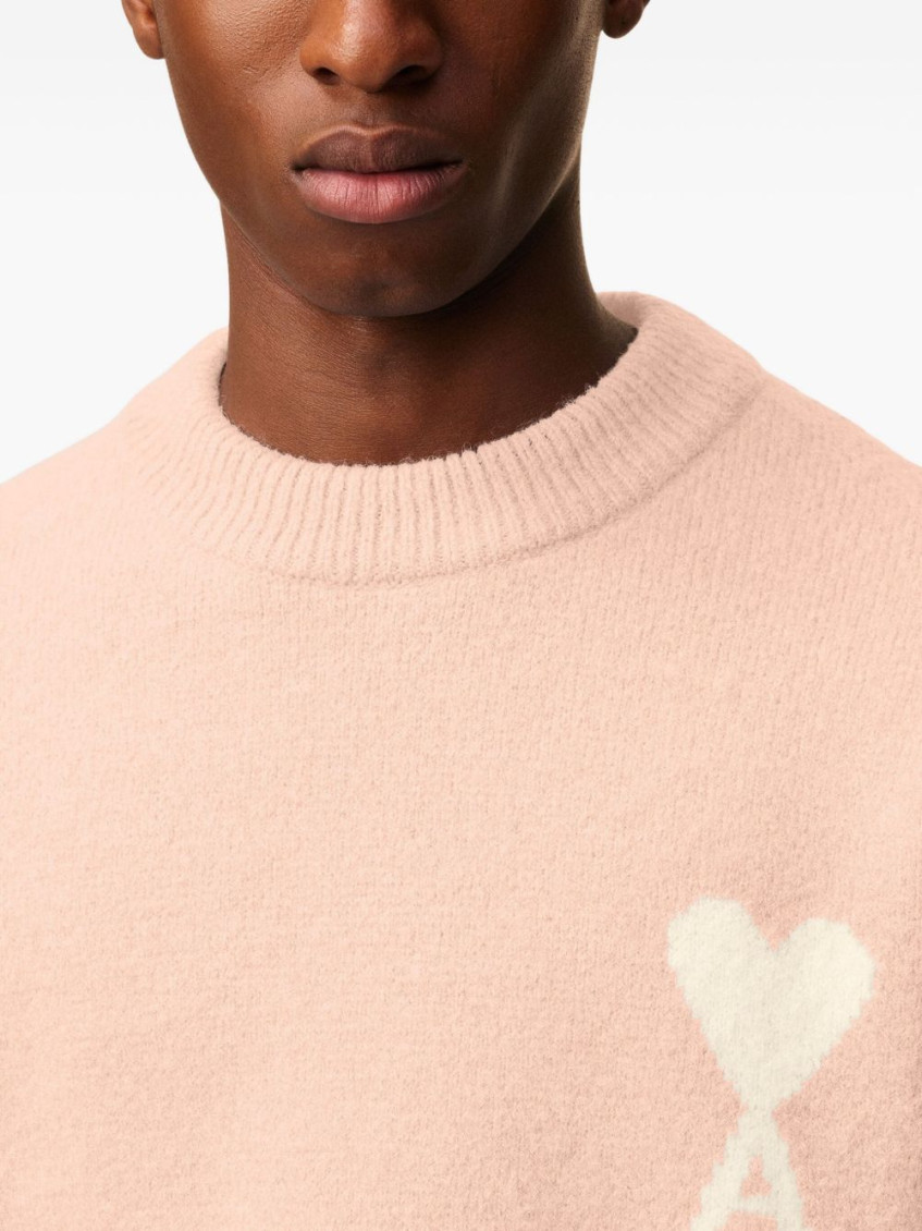 Pink Wool Sweater With Logo