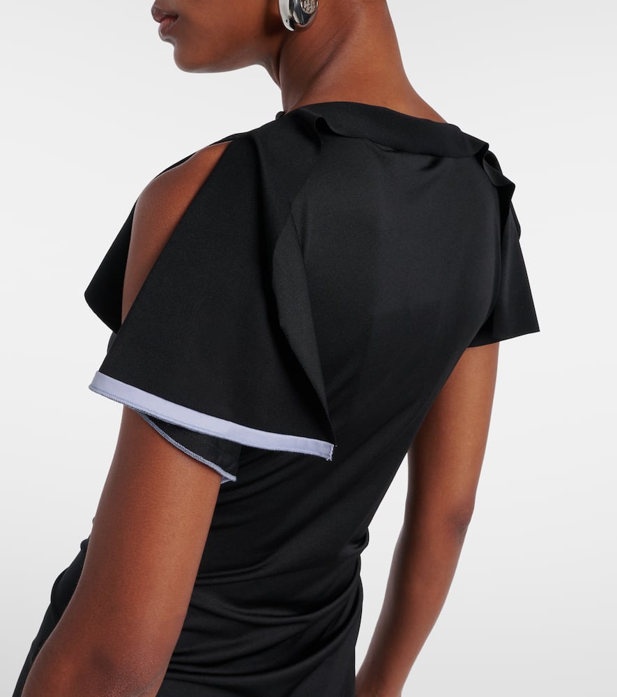 Draped asymmetric midi dress