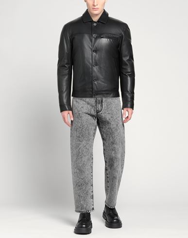 Man Puffer Black Size 40 Leather