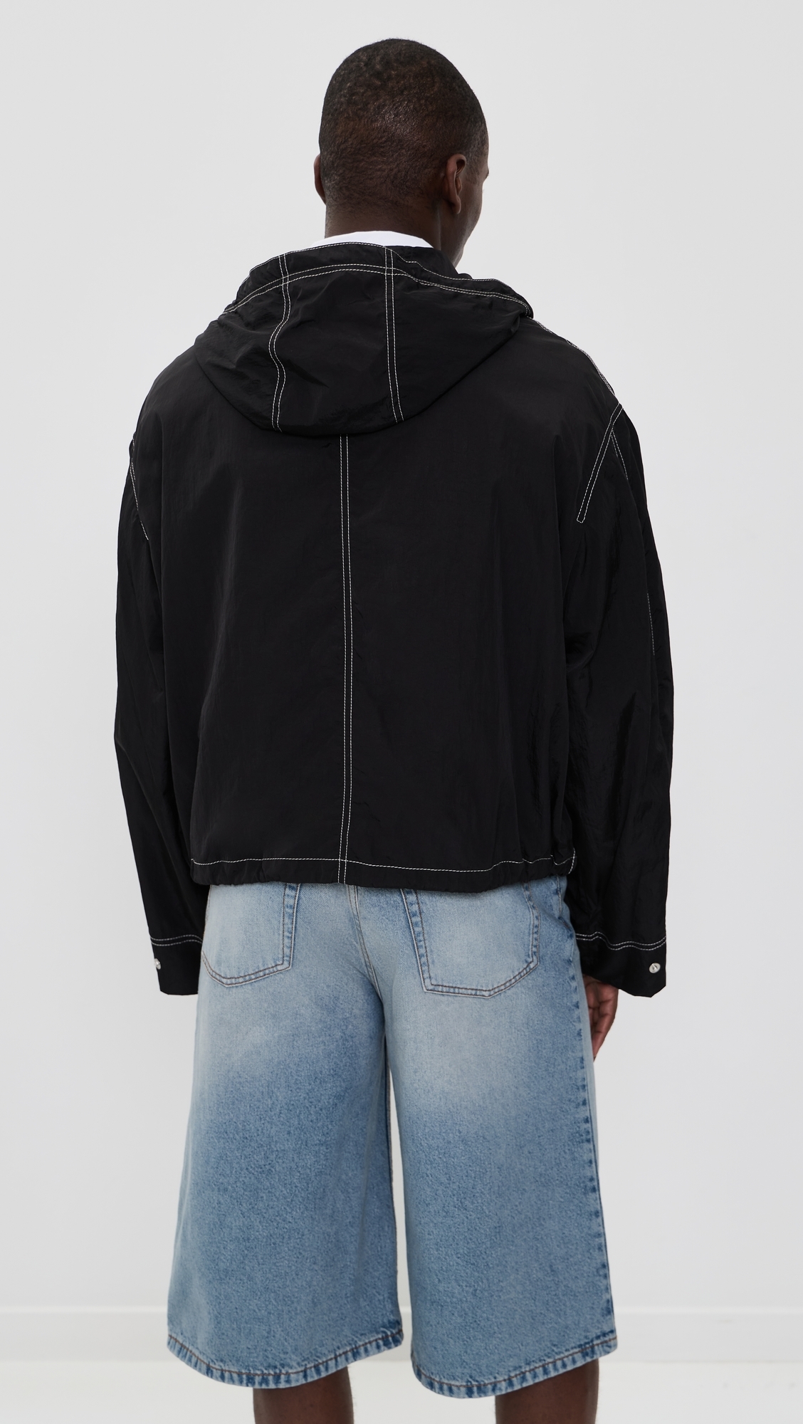 Crinkled Nylon Jacket Noir
