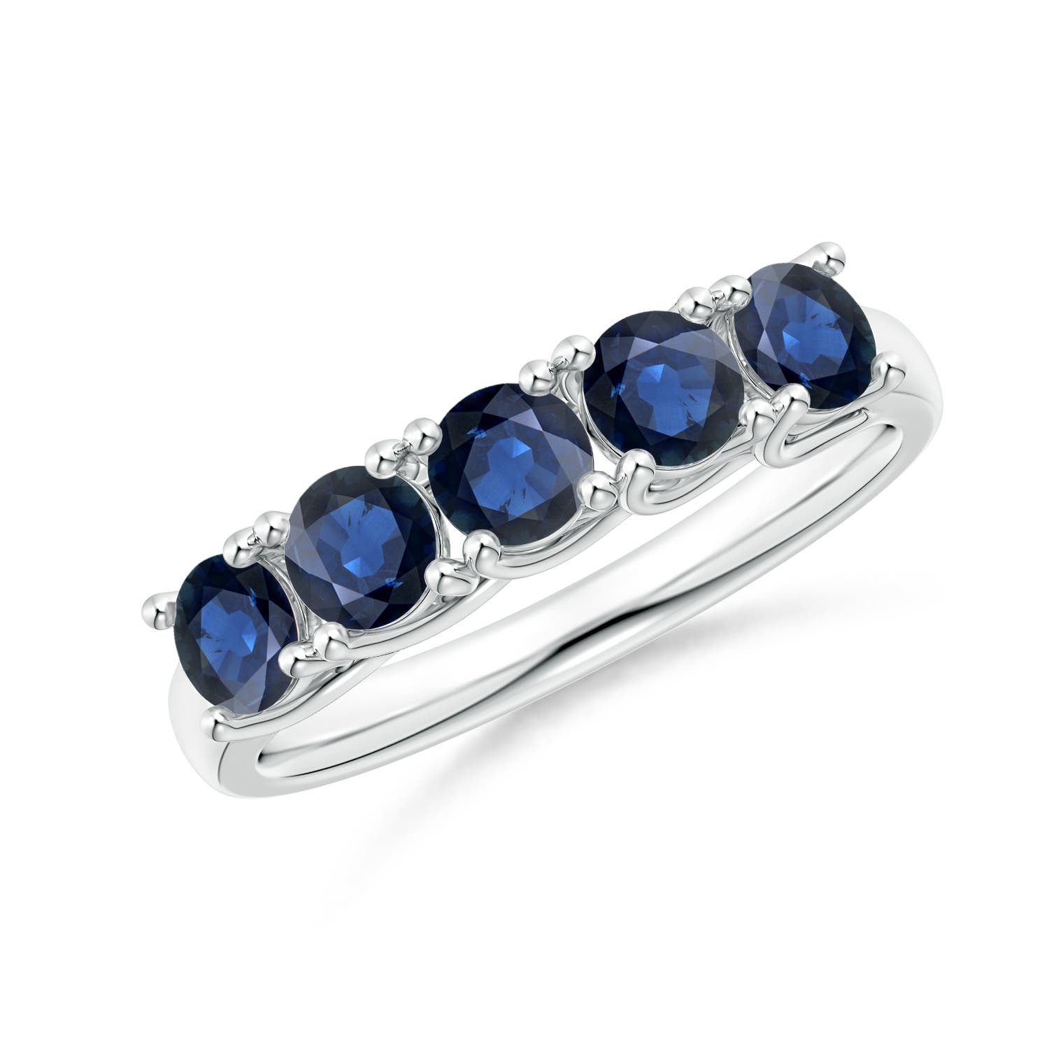 Angara 1.3 Carats Half Eternity Five Stone Blue Sapphire Wedding Band in Platinum