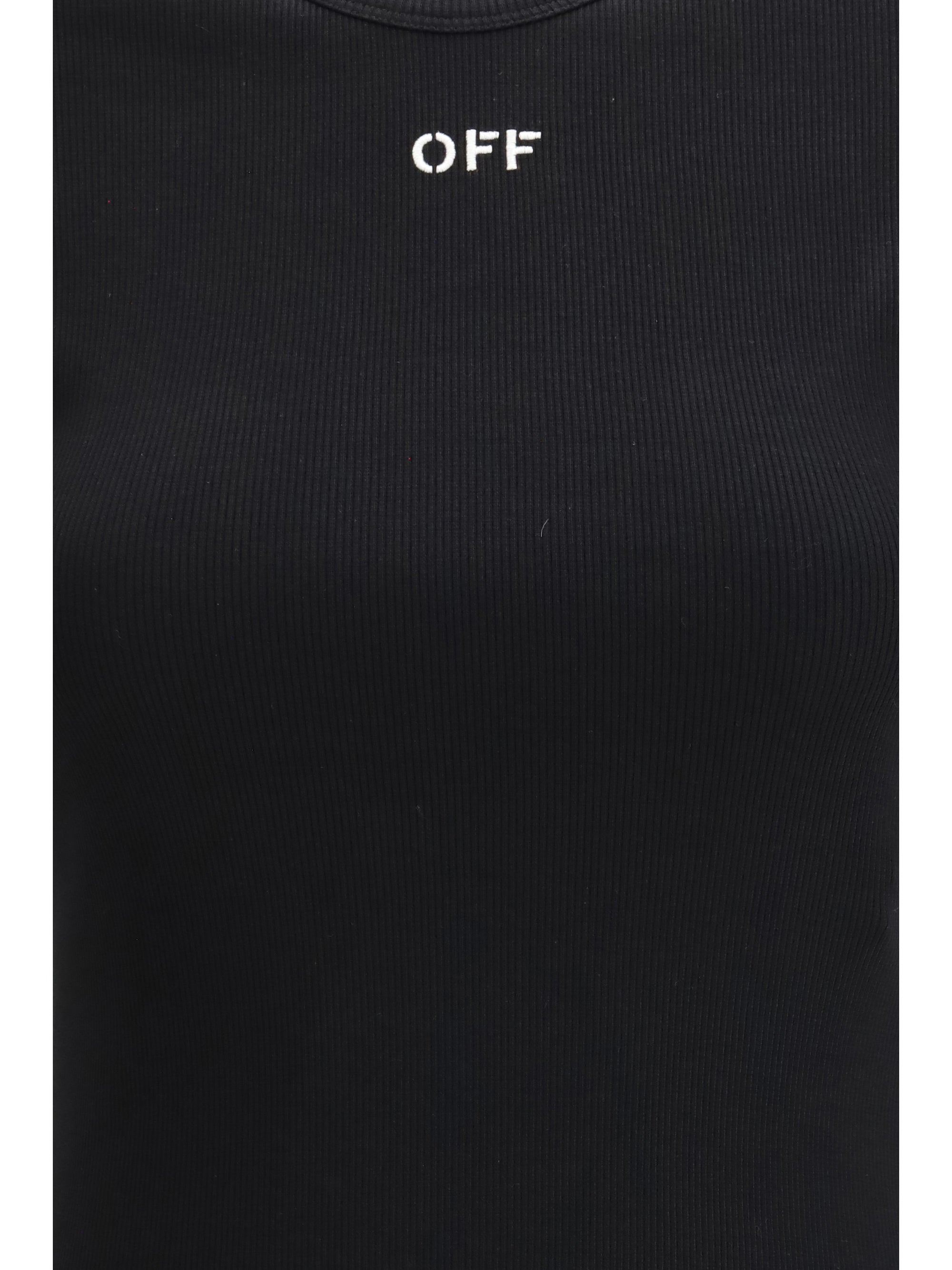 Embroidered Logo Rib Cotton T-Shirt — Black