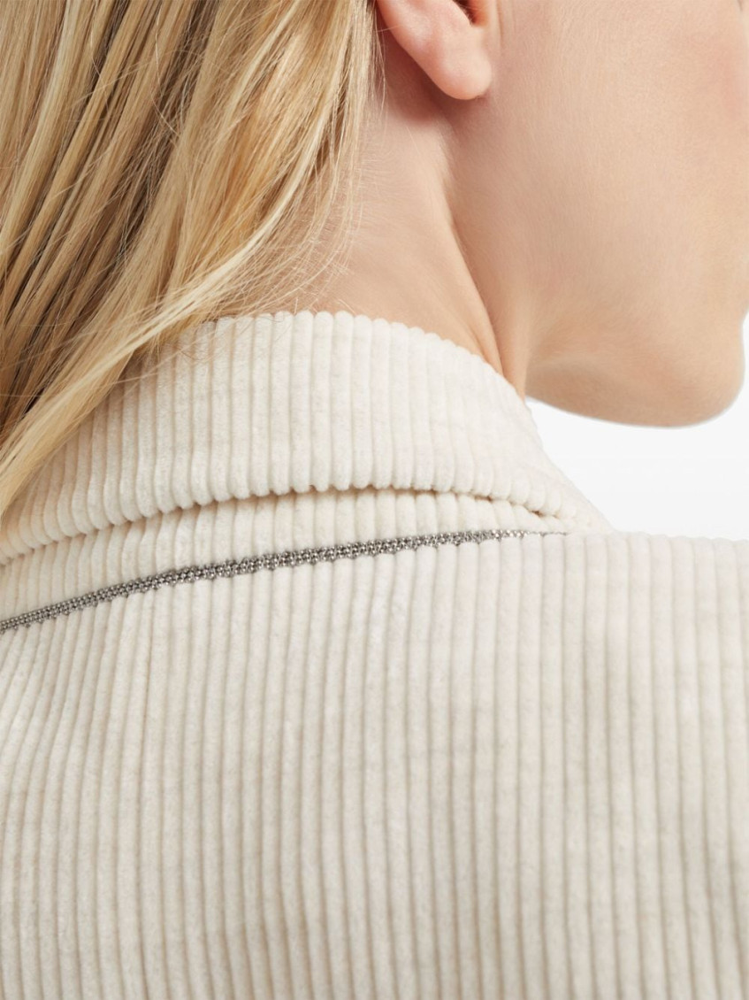 Viscose And Cotton Corduroy Jacket With Necklace