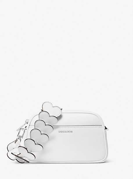 Jet Set Small Leather and Heart Embellished Strap Camera Crossbody Bag