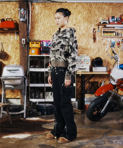 WASHED MILITARY CARGO PANTS BLACK