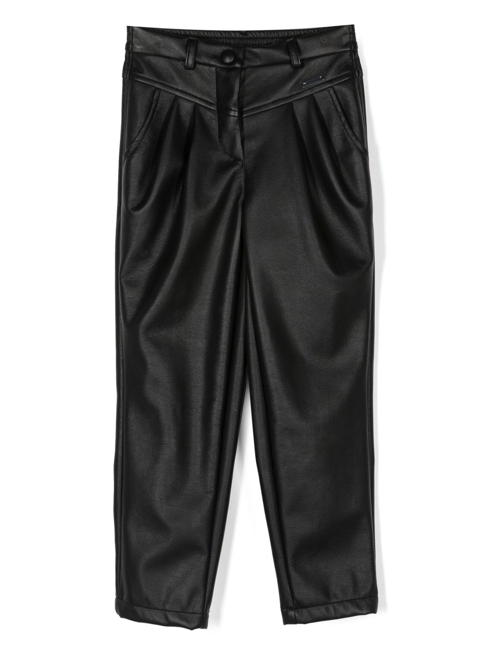 Logo-patch cotton trousers - Black