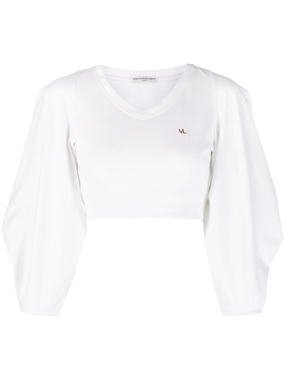 Véronique Leroy Cotton Jersey Triangle Sleeve Crop T Shirt