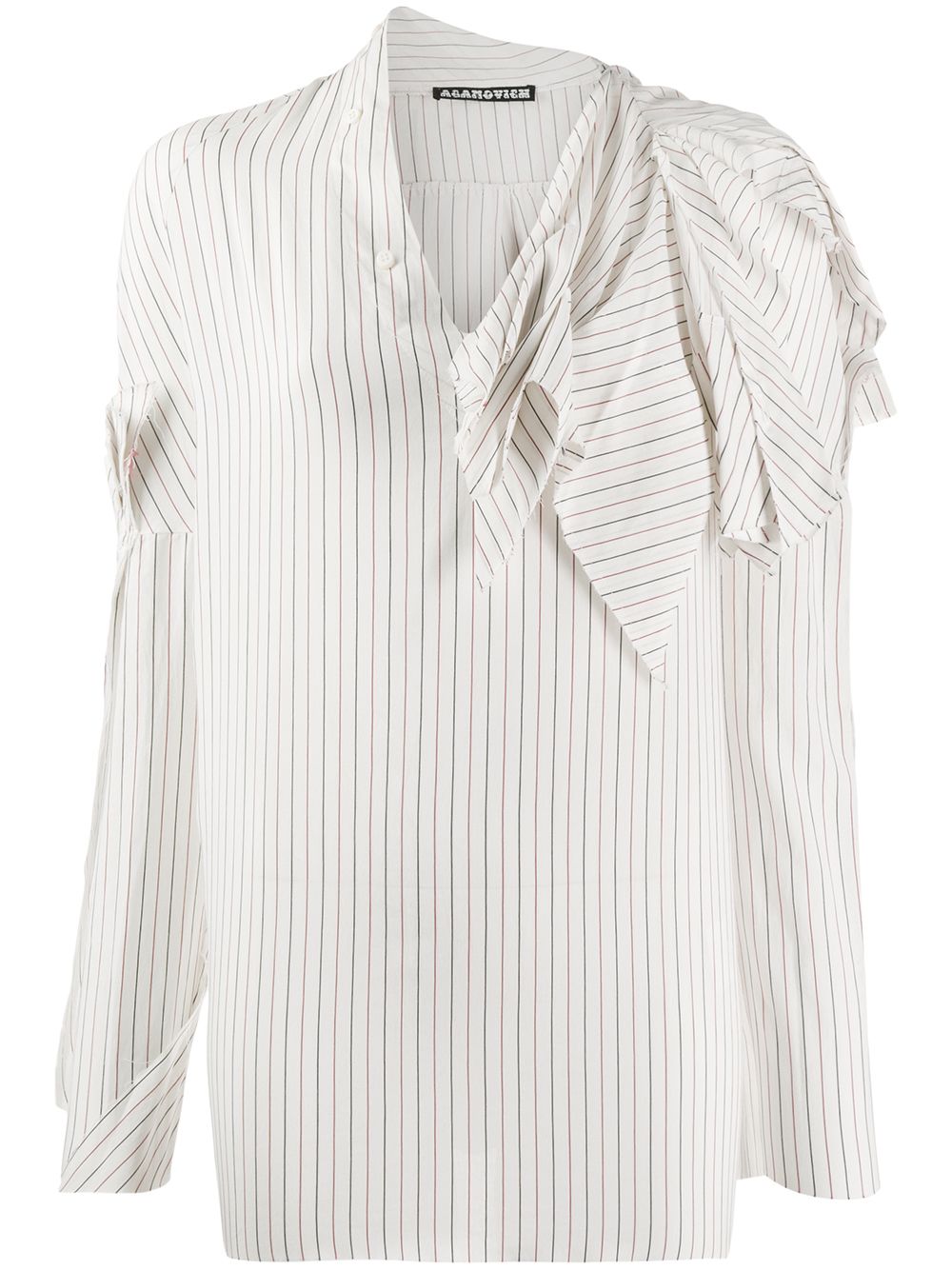 Striped raw edge shirt - White