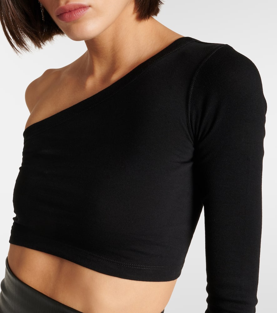 One-shoulder cotton crop top