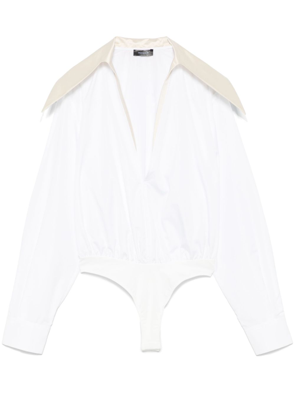 Spiky satin collar bodysuit - White