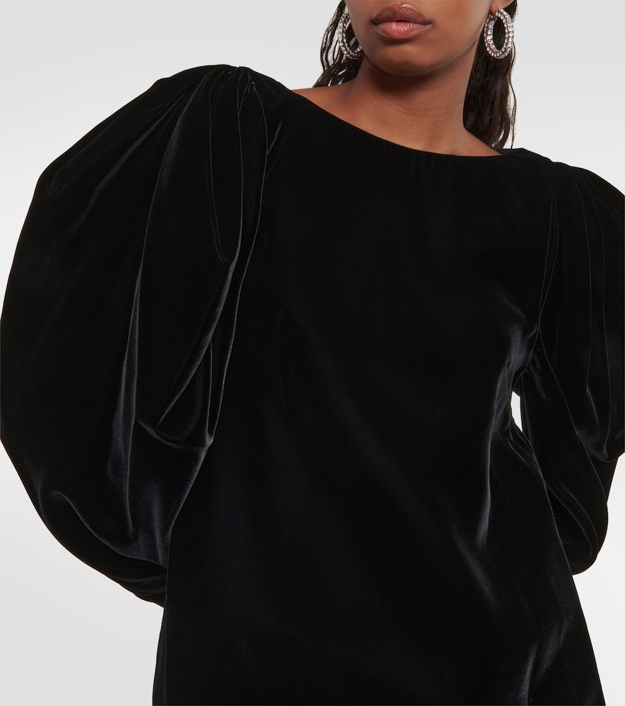 Puff-sleeve velvet minidress