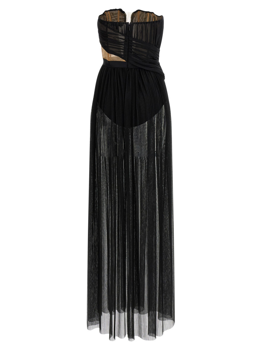 Nensi Dojaka - strapless gown sheer overlay ruched mesh