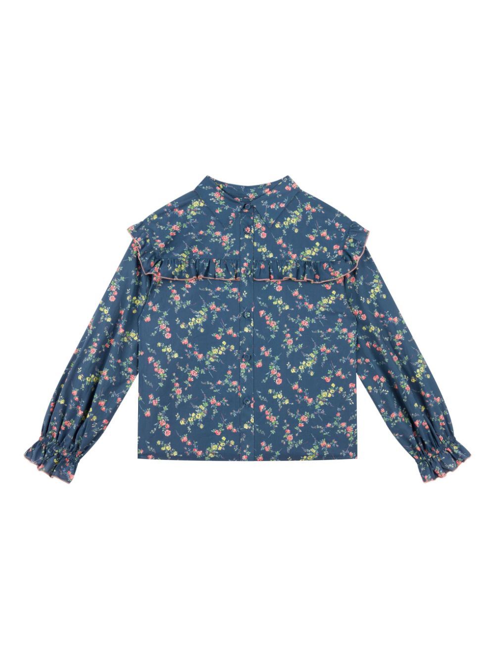 Floral print buttoned shirt - Blue