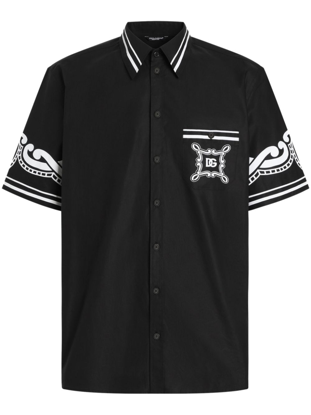 Printed poplin shirt - Black