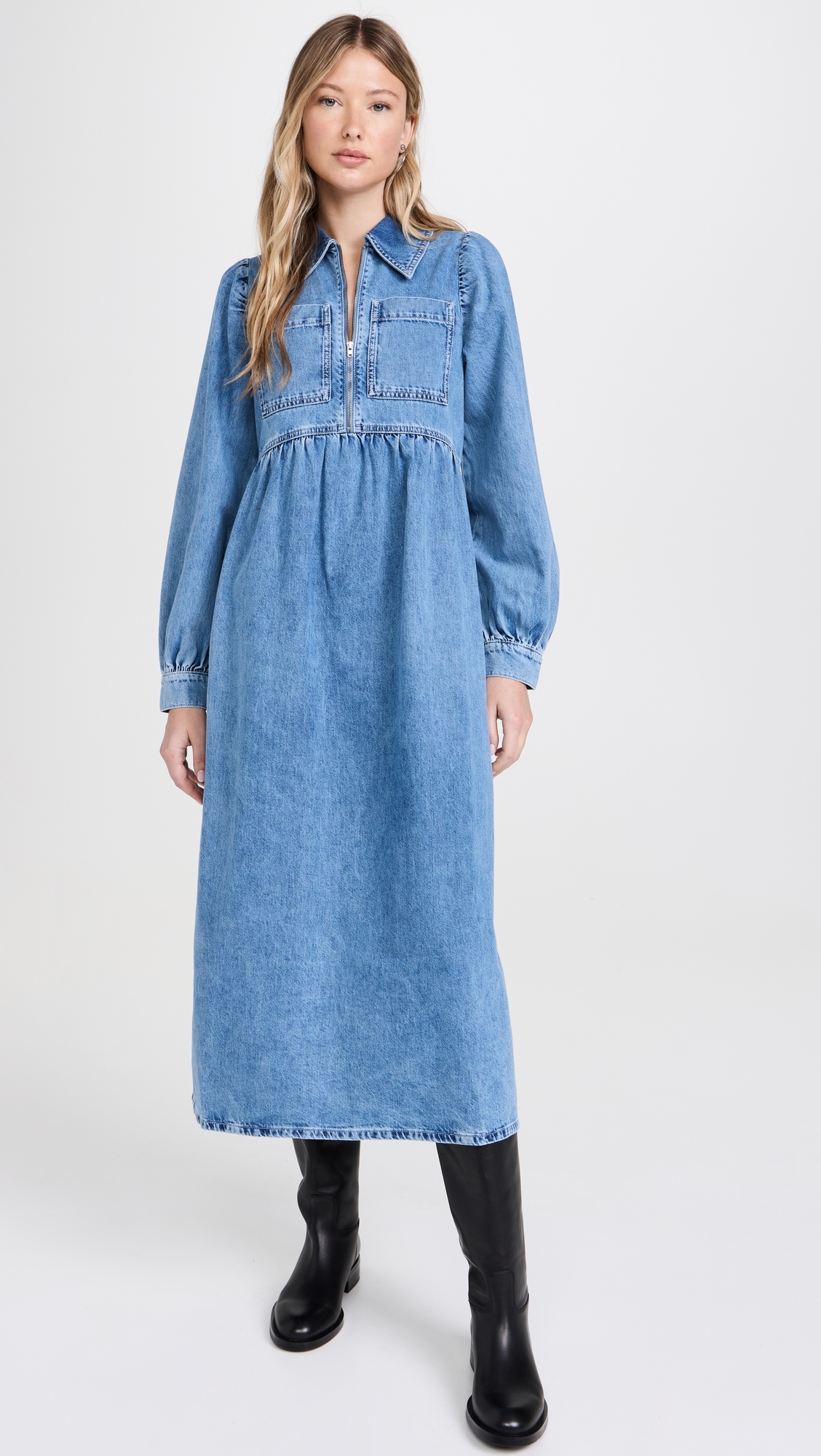 Gabriella Denim Midi Dress Light Wash
