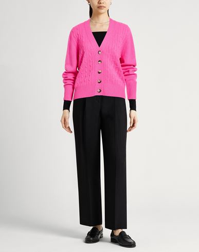 Woman Cardigan Fuchsia Size L Cashmere, Elastane