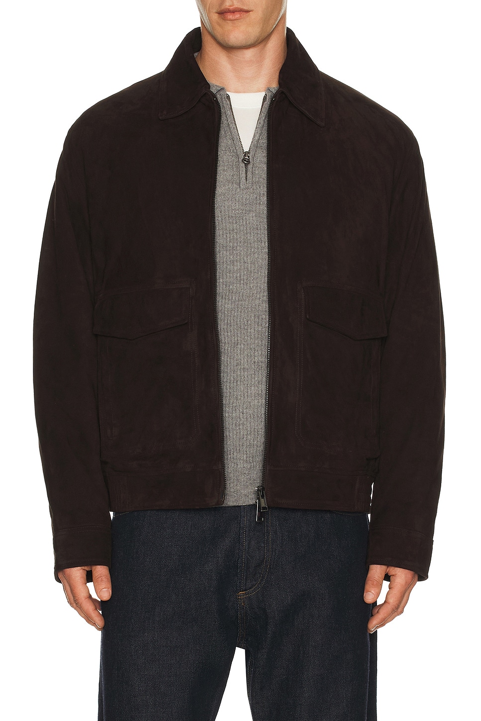Theory Reece Aviator Bomber Jacket in Brownwood. M also in