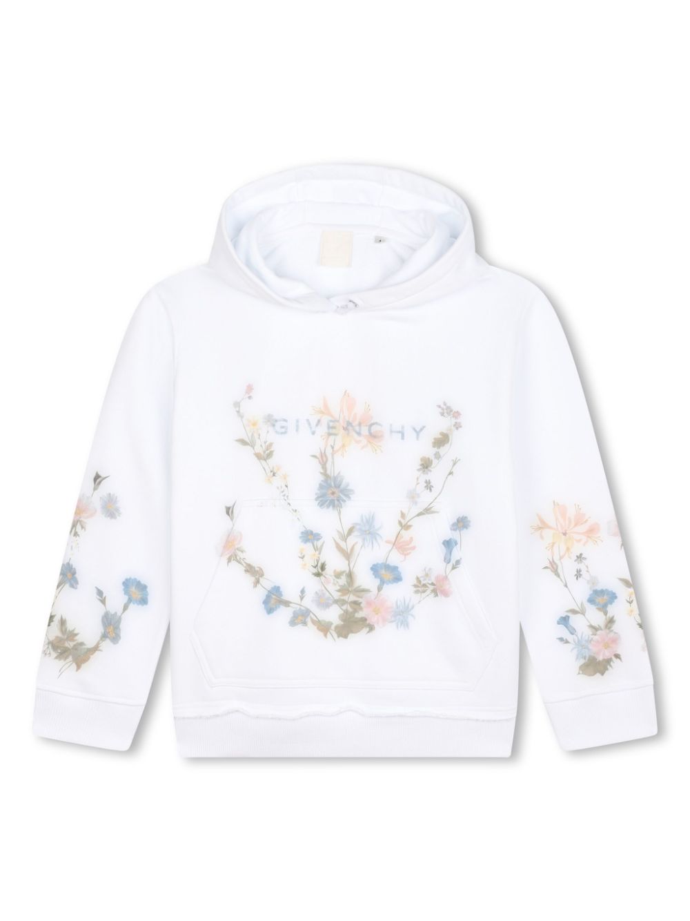 Hooded floral-print sweatshirt - White