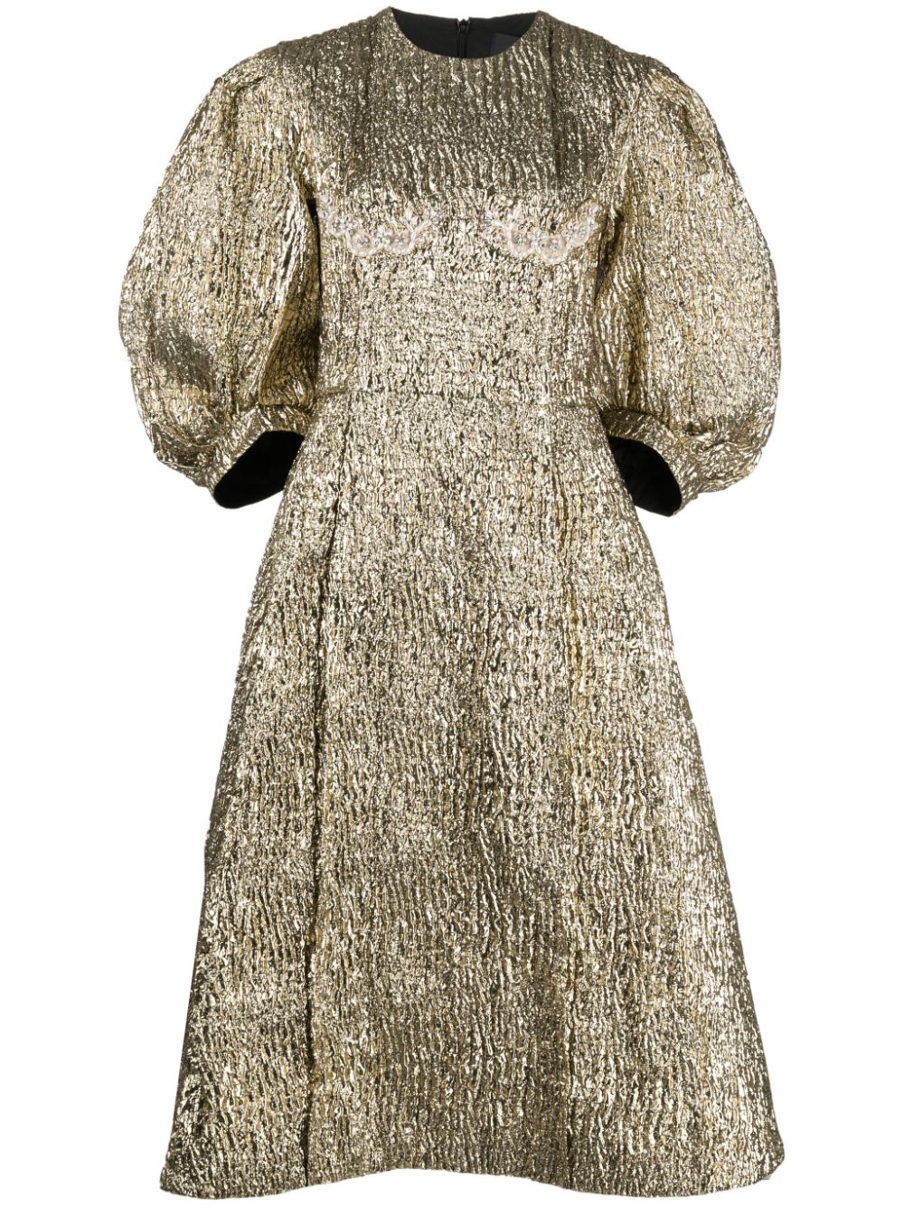 Crystal-embellished cloqué midi dress - Gold