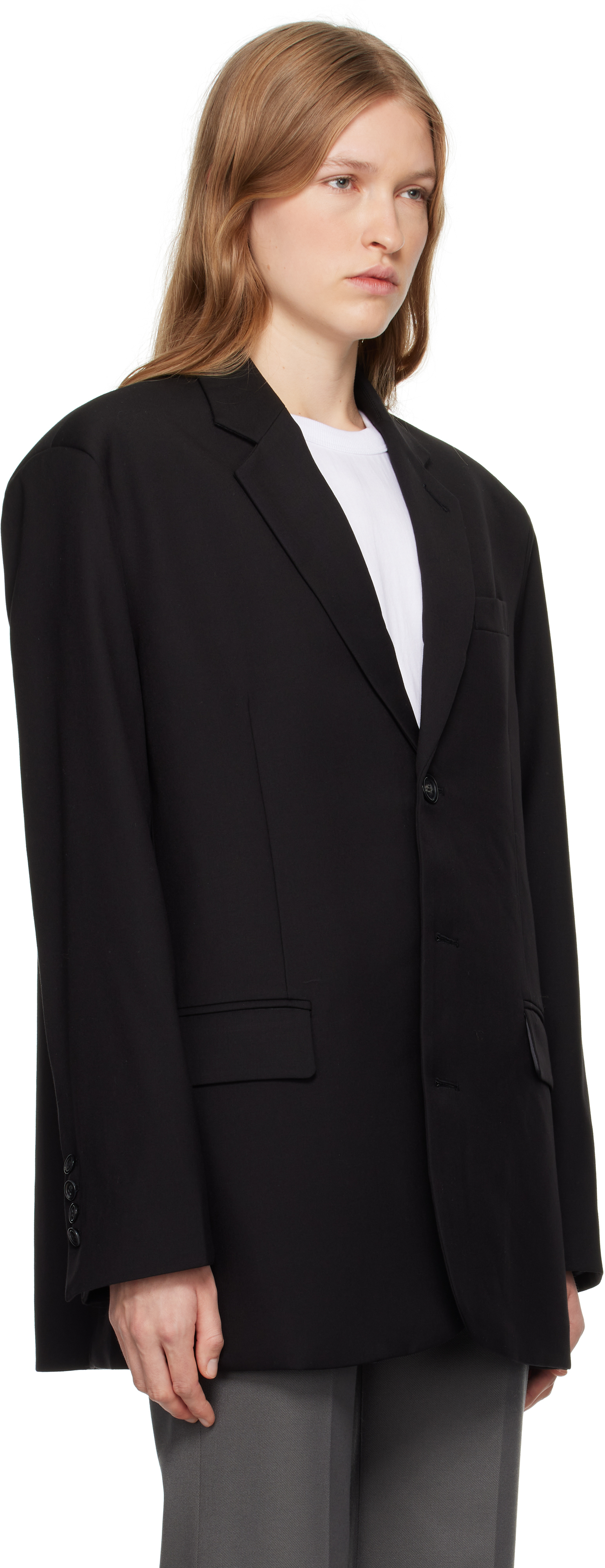 The Frankie Shop Black Gelso Oversized Blazer