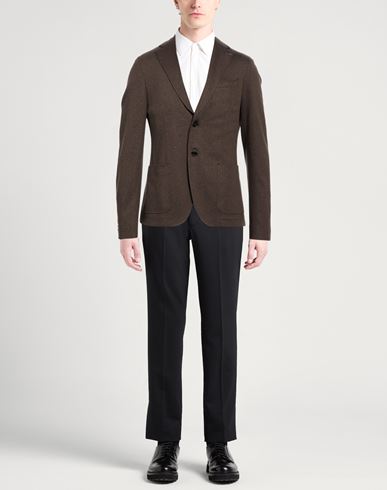 Man Blazer Dark brown Size 36 Cotton, Elastane