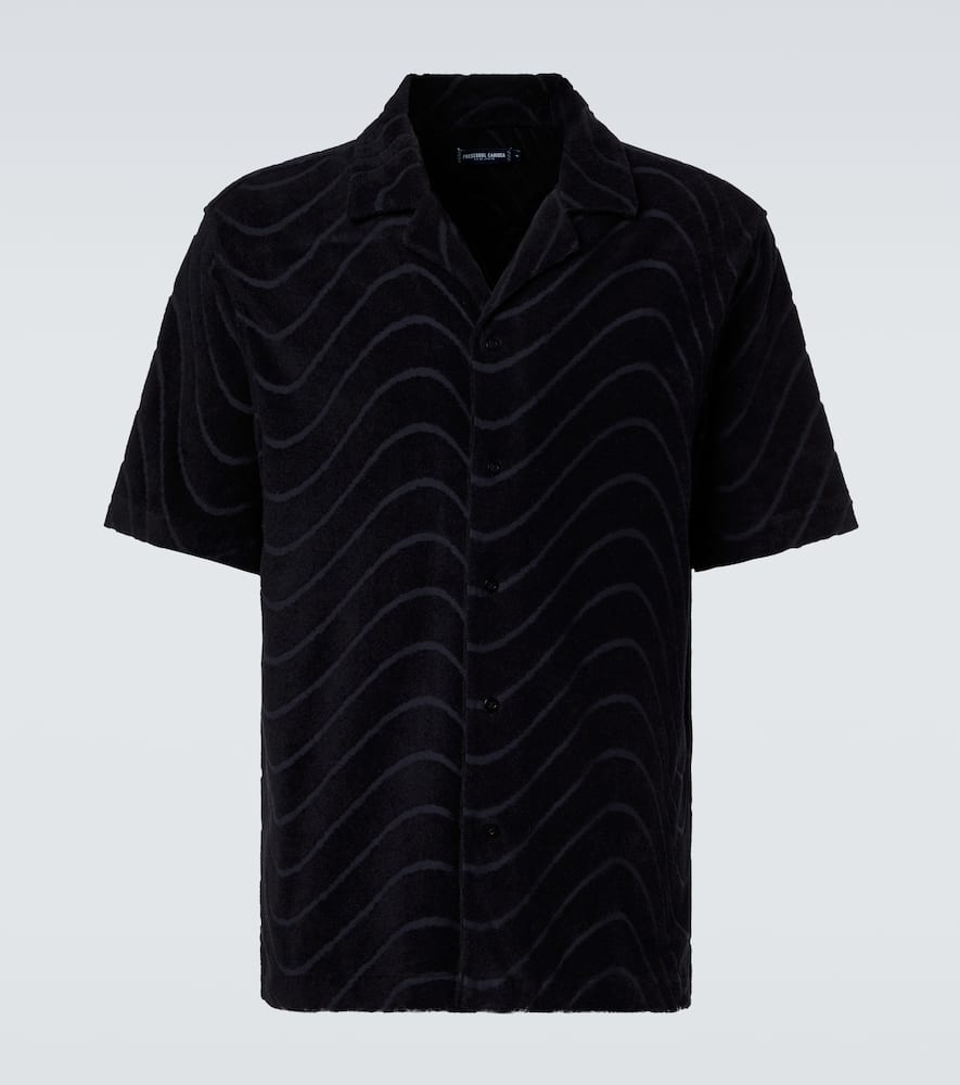 Embroidered cotton-blend terry shirt