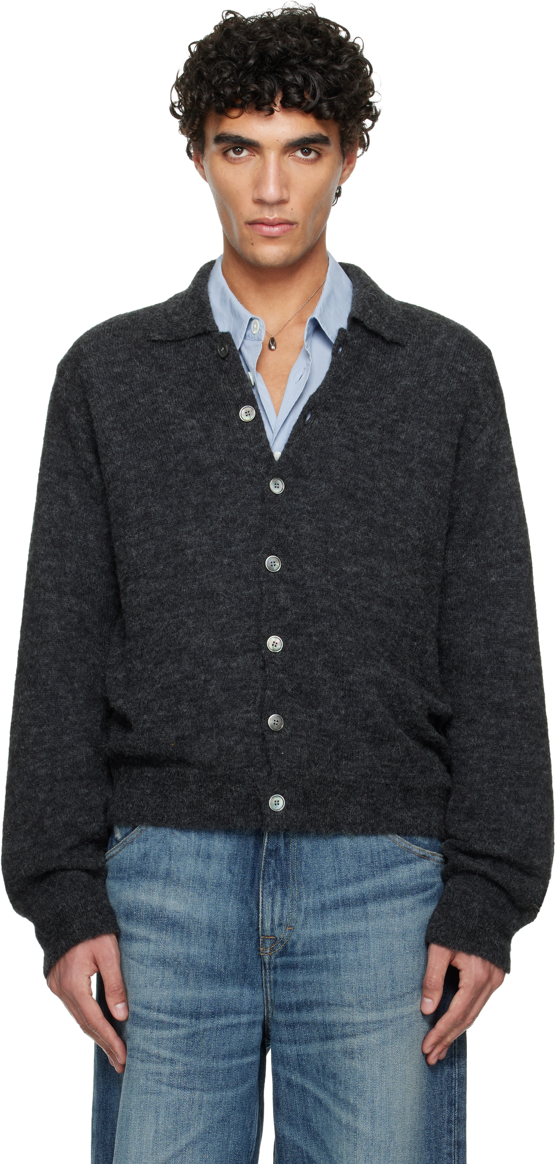 Gray Evening Polo Cardigan