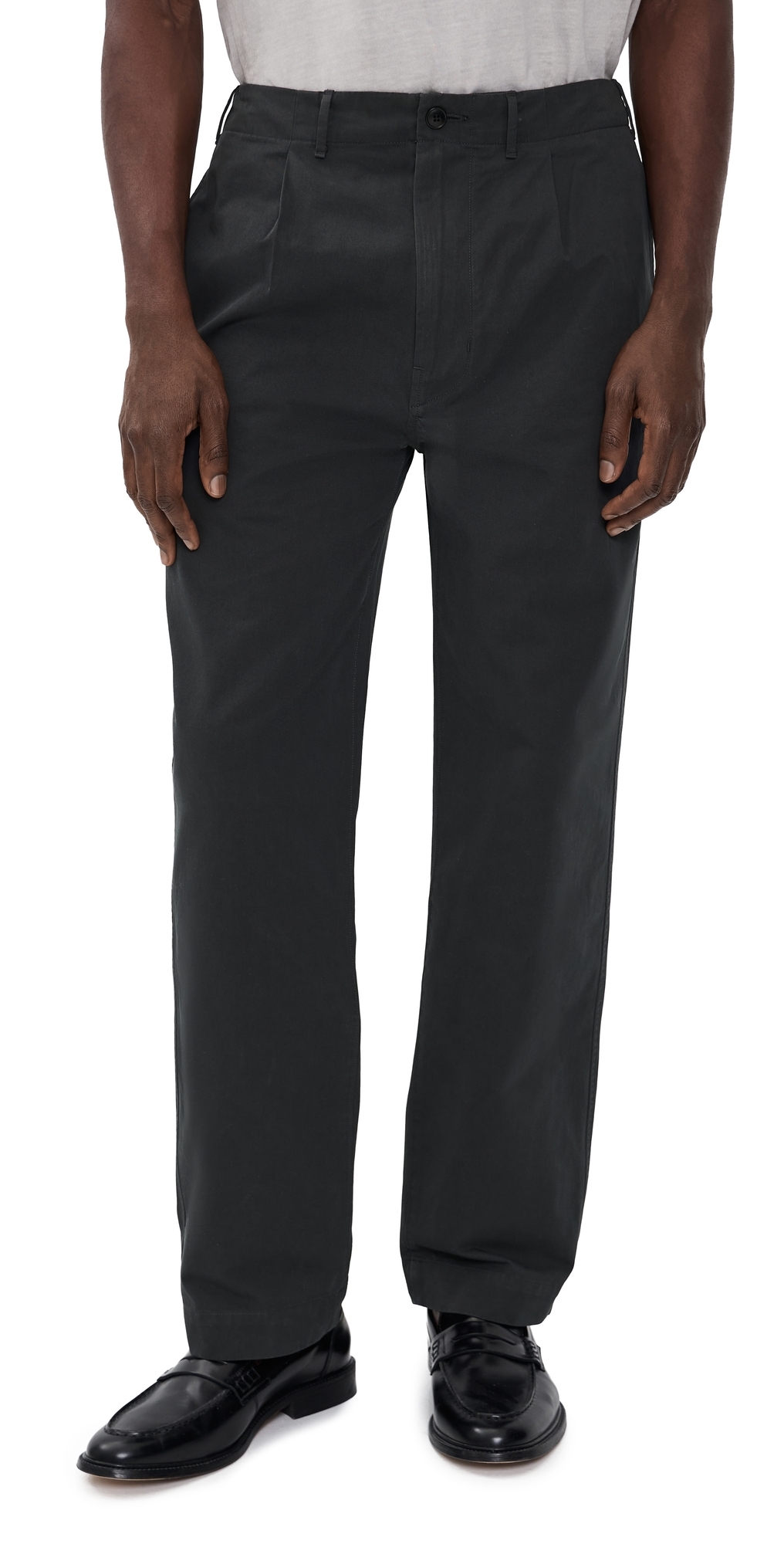 Cotton Twill Single Pleat Pants Pepper