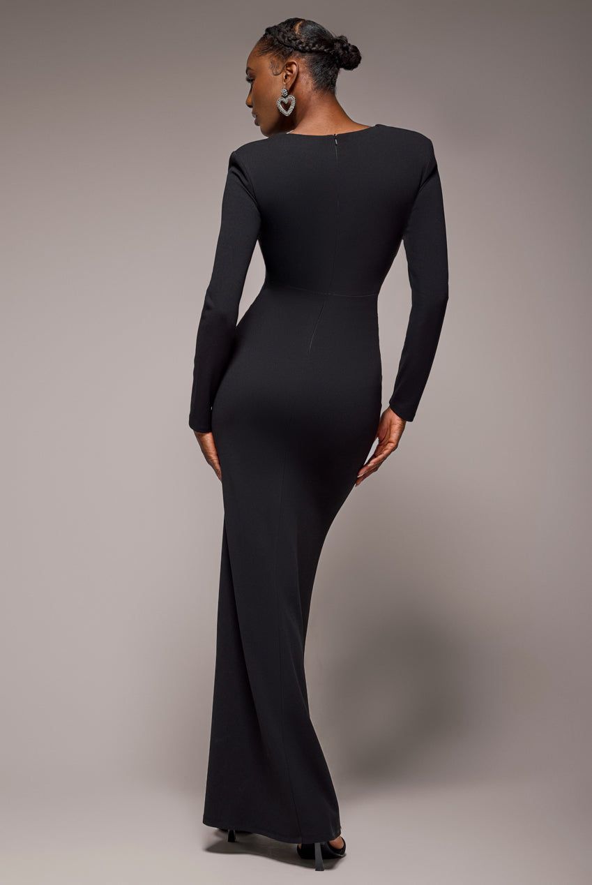 Goddiva Women's Diamante Embellished Neck Bodycon Maxi Dress in Black