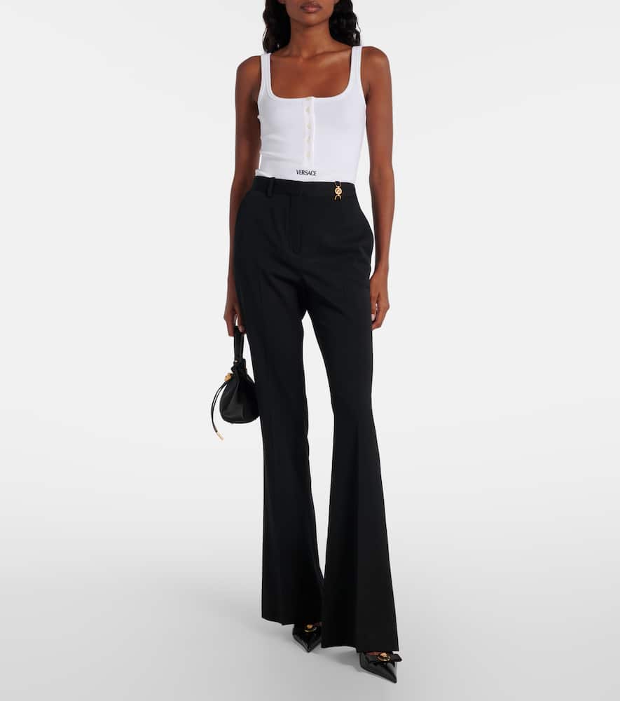 Logo ribbed-knit body suit