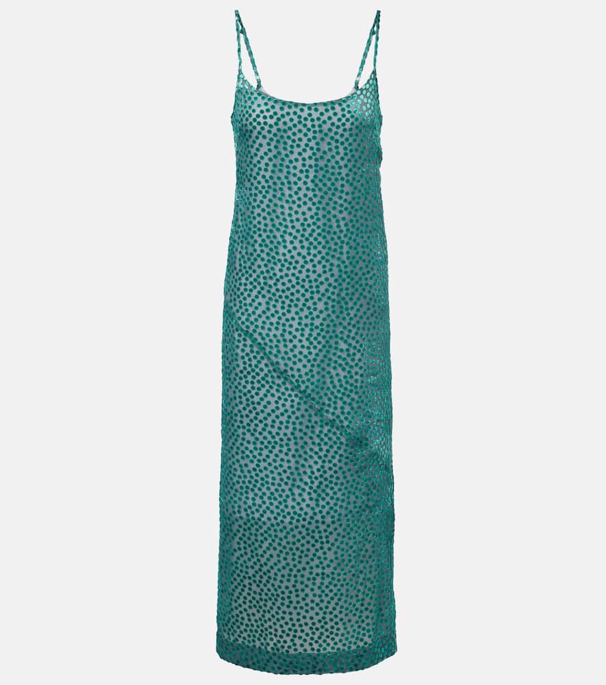 Polka-dot devoré slip dress
