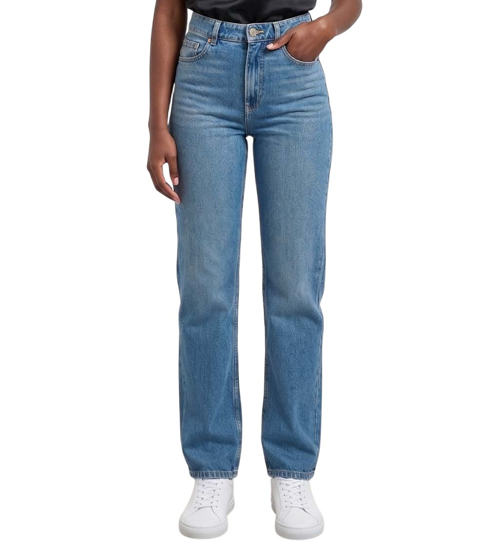 Blue Straight High Rise Jeans