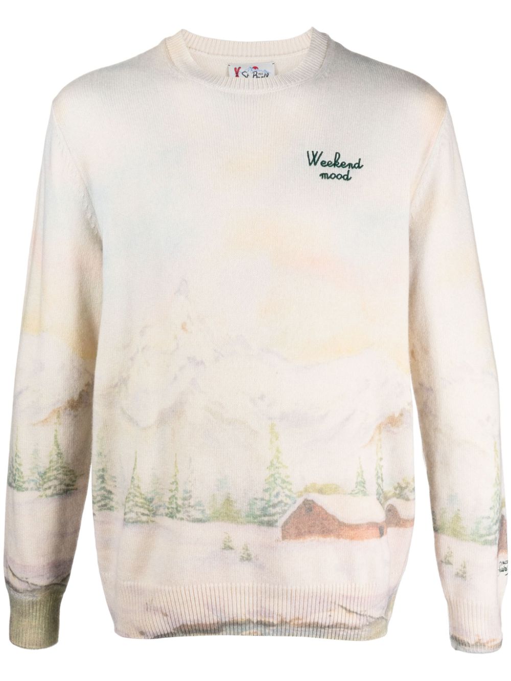 Logo-embroidered crew-neck jumper - Neutrals