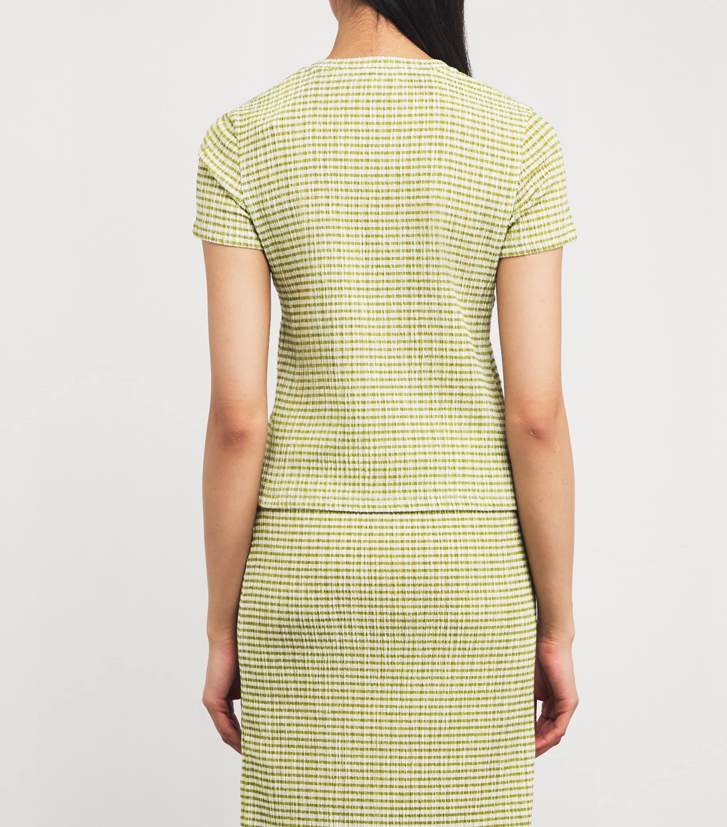 Vince Smocked Check T-Shirt