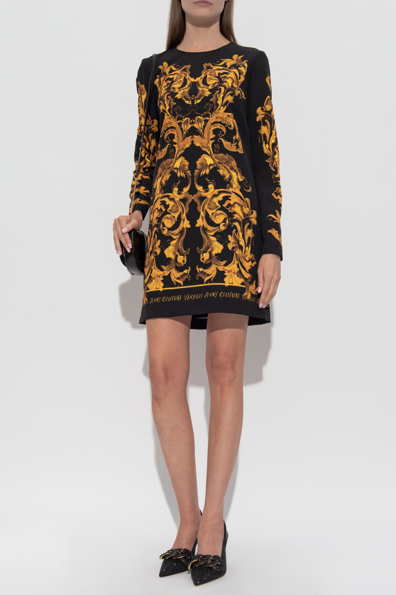 Dress With "barocco" Print, Women's, Yellow