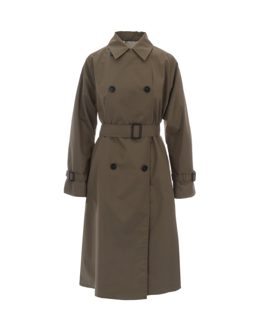 Green Shirt Collar Trench Coat