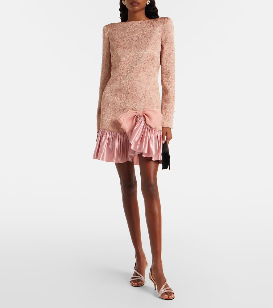 Wool and silk-blend matelassé minidress
